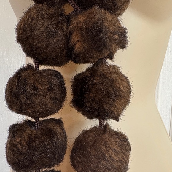 Vintage fun faux balls Brown Pom-Pom Scarf - Picture 2 of 4
